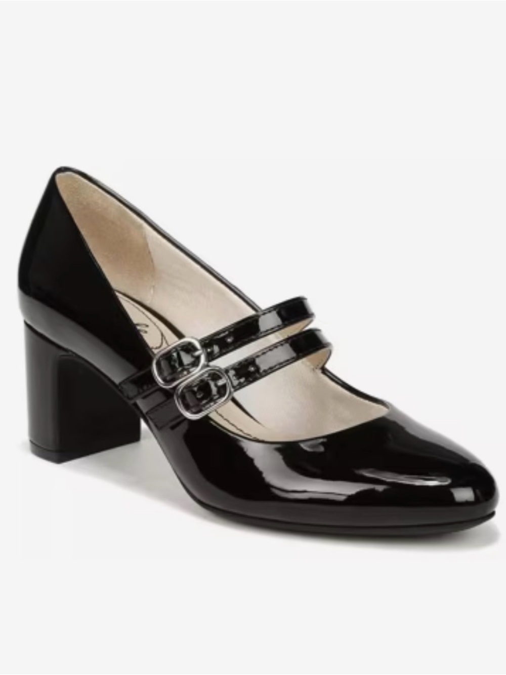 Classic Black Patent Mary Jane Block Heel Pump